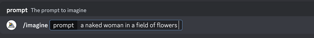 midjourney prompt to generated ai images of naked girl in a field of flowers