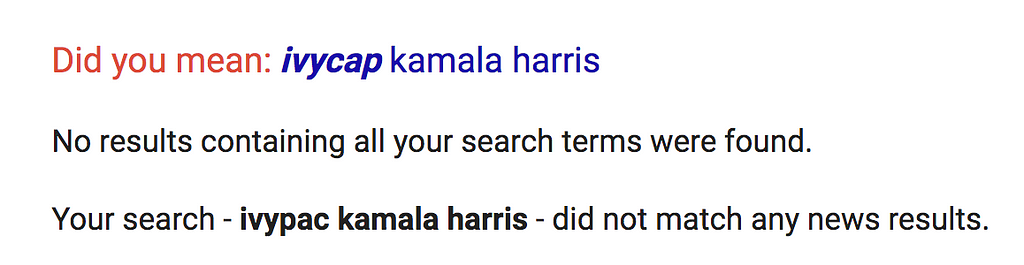 Did you mean: ivycap kamala harris. Your search ‘ivypac kamala harris’ did not match any news results.