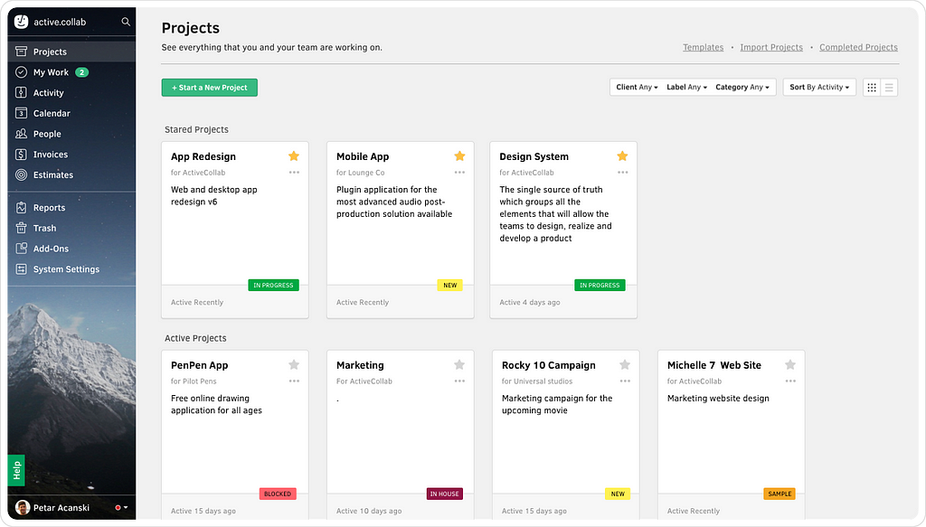 ActiveCollab 5 interface