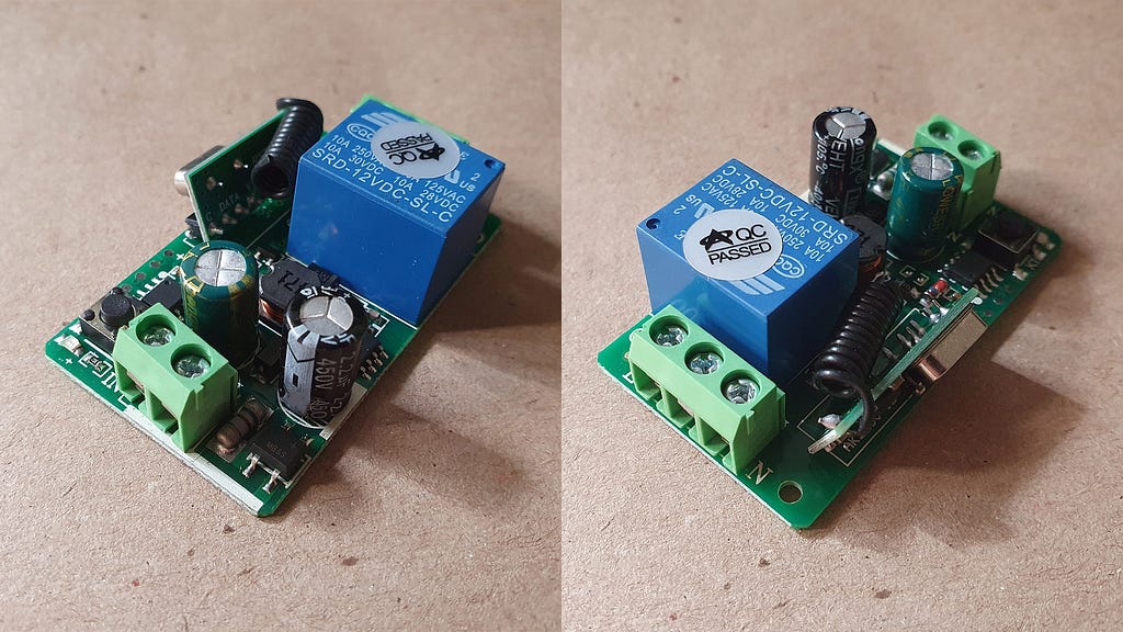 The RF relay pictured in two different angles