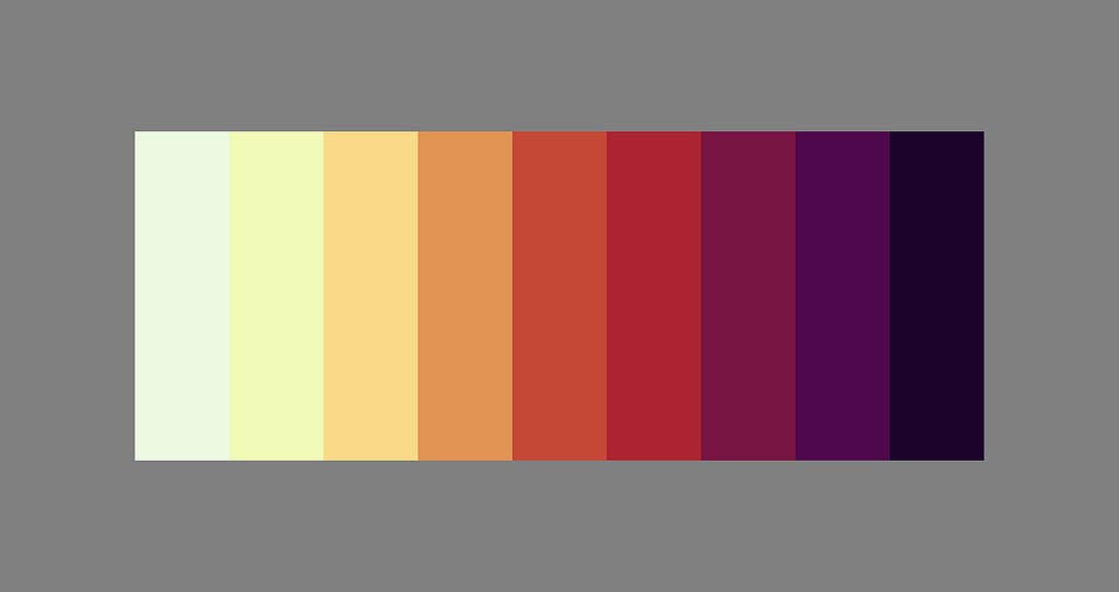 Color swatches based on the changing hue arc approach