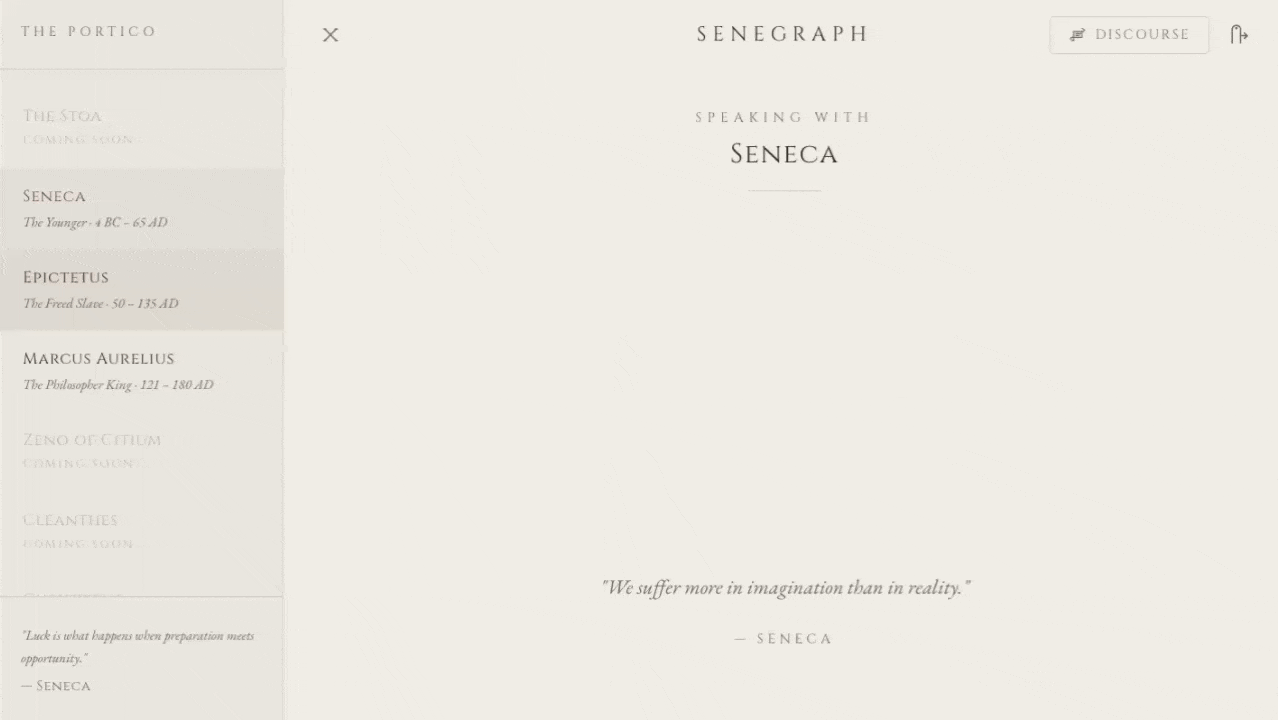Senegraph, choose your philosopher page.