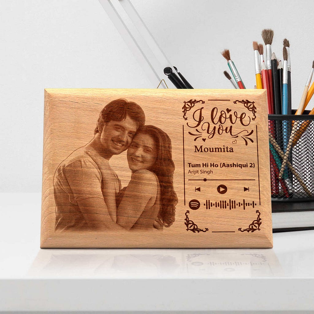 Customised Spotify Code Music Wood Frame Gift with Photo
