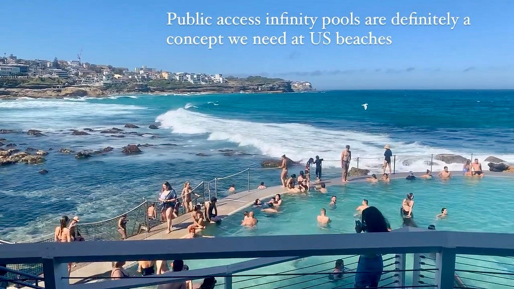 A public bath overlooking a beach in Sydney
