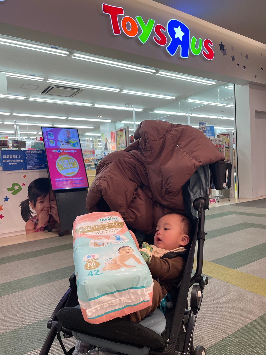 Got Winston a big bag of diapers at Toys”R”Us