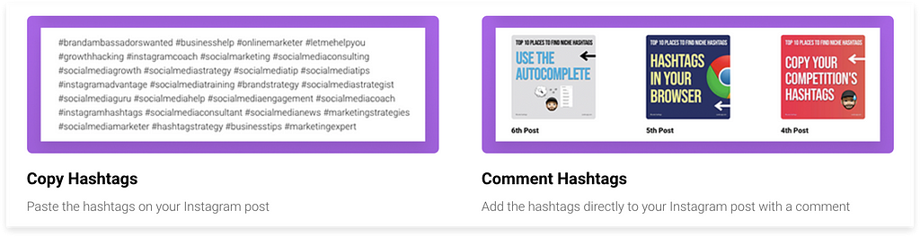 Copy and paste your Instagram hashtags