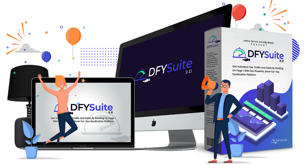 This is an image of DFY suite 3.0 that helps you rank your video or post on page 1 of search engines