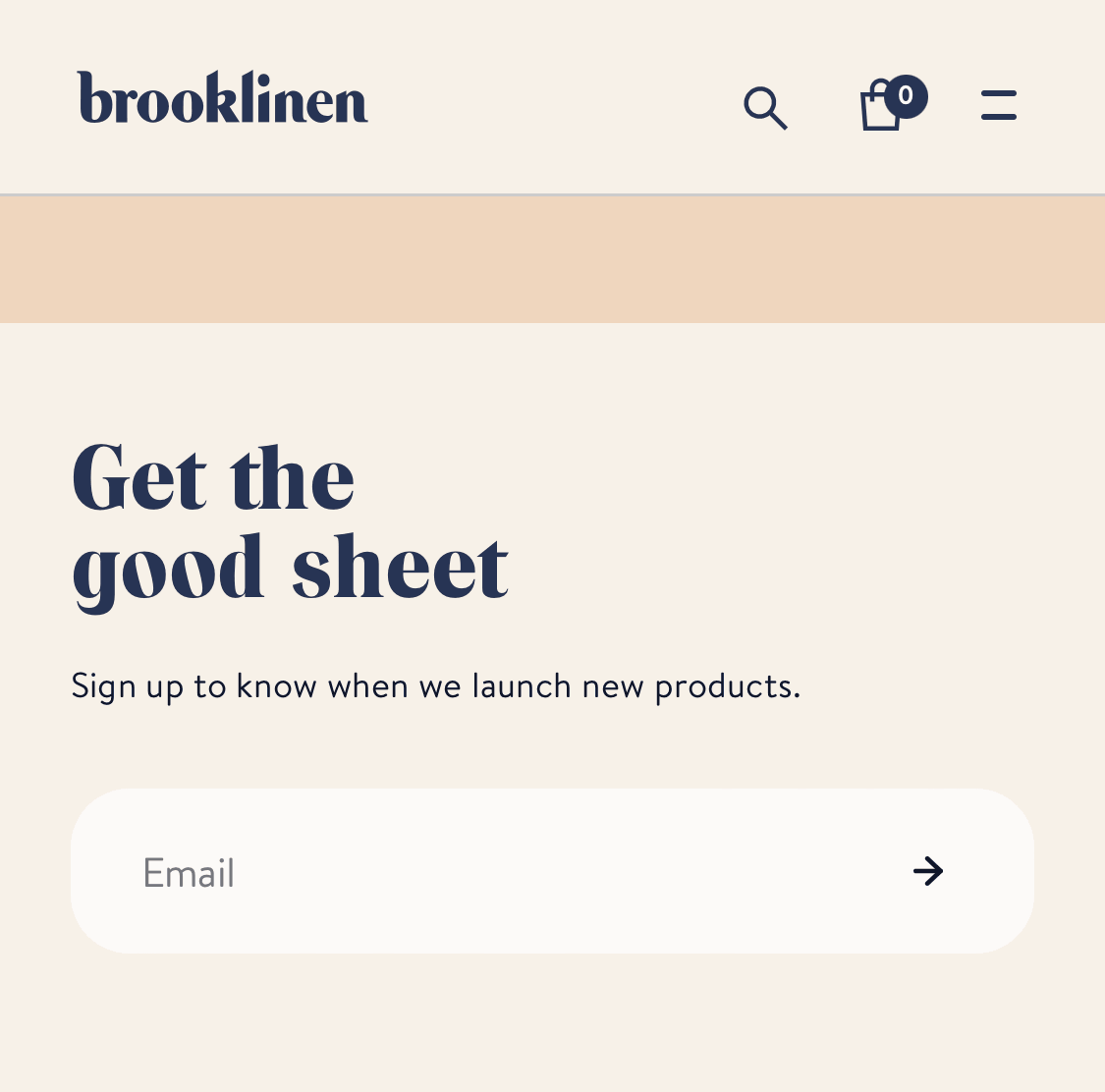 Closeup of “Get the good sheet” copywriting on Brooklinen’s website.