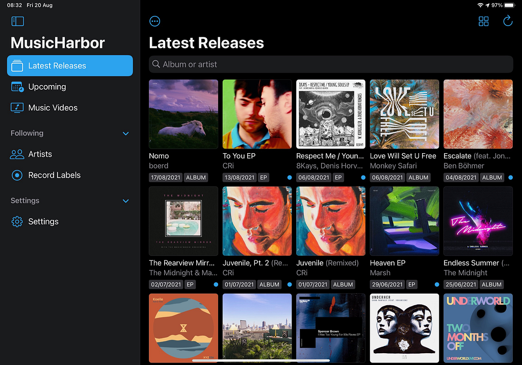 Music Harbor app screenshot