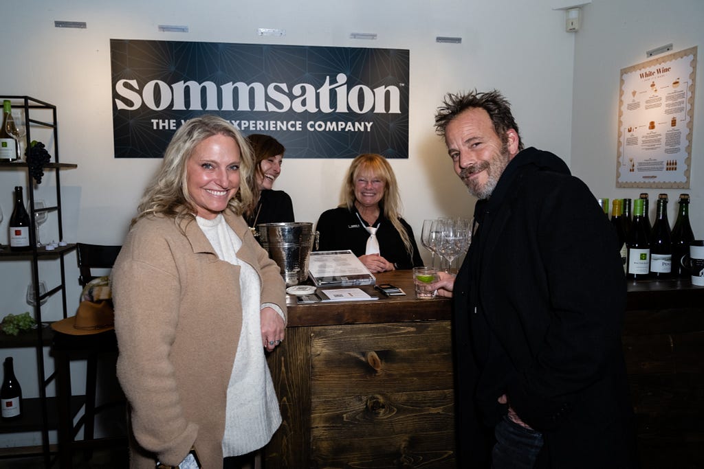 Chief Product Officer Lauren Magee with Stephen Dorff (Sundance selection DIVINITY) at the Zooz Cinema Center, sponsored by Sommsation. Photo by Lu Chau, Photagonist.
