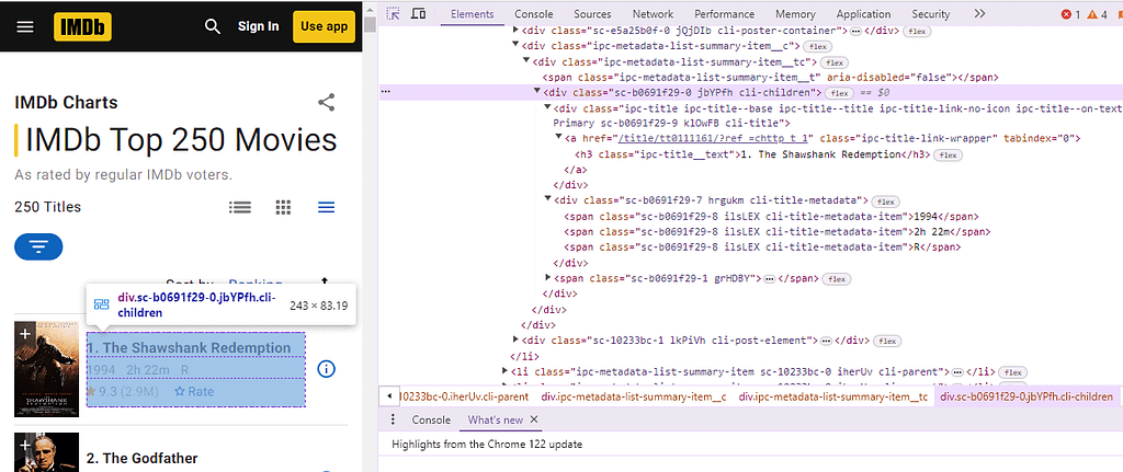 Top IMDb Movies — Web Scraping with Python