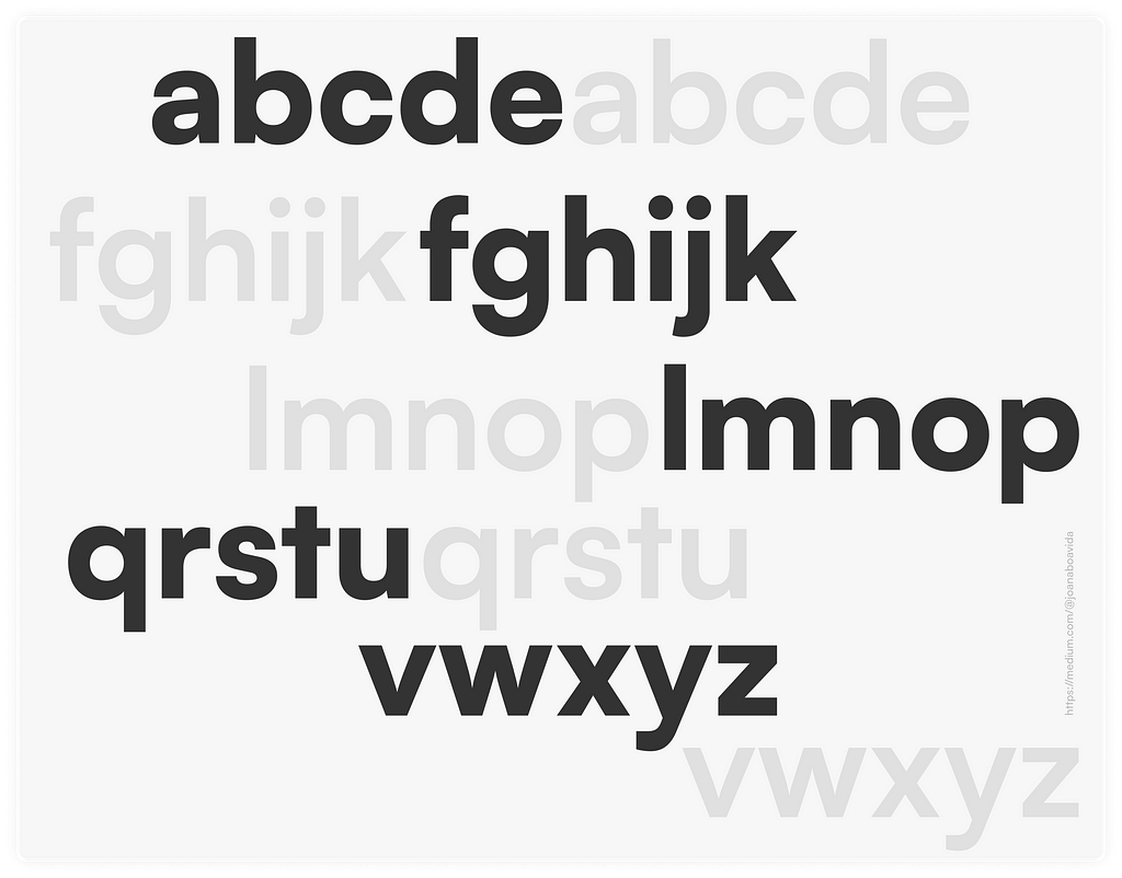 Alphabet in a sans-serif font