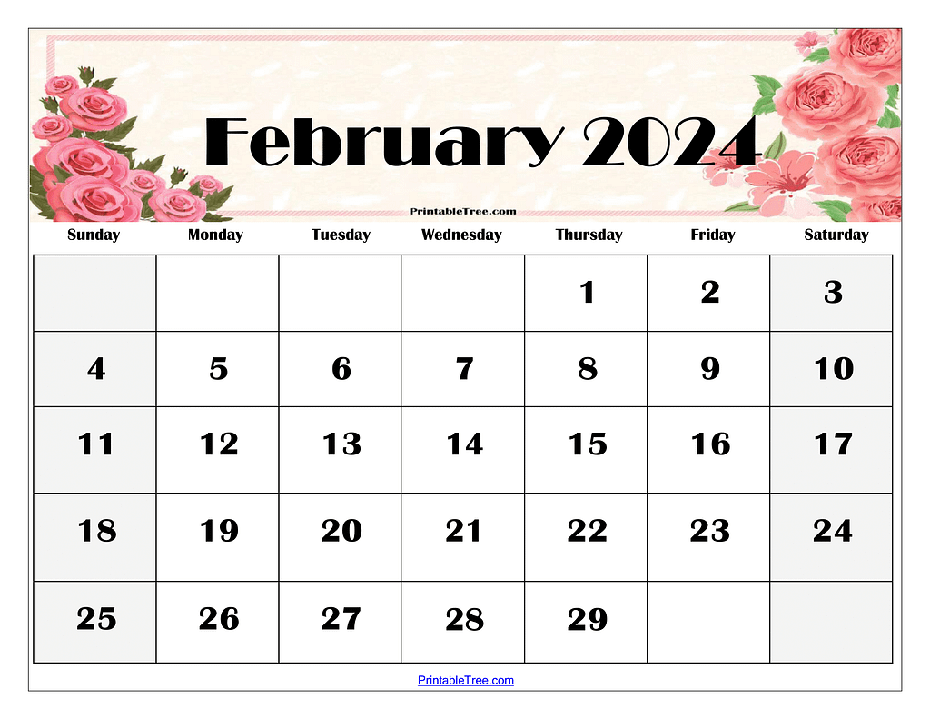 February 2024 Calendar Printable PDF