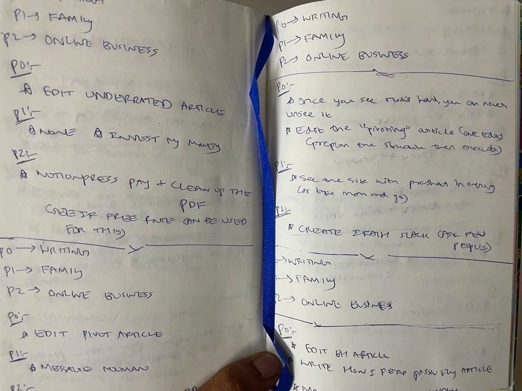 Photo of the author’s scribbled journaling in a normal notebook