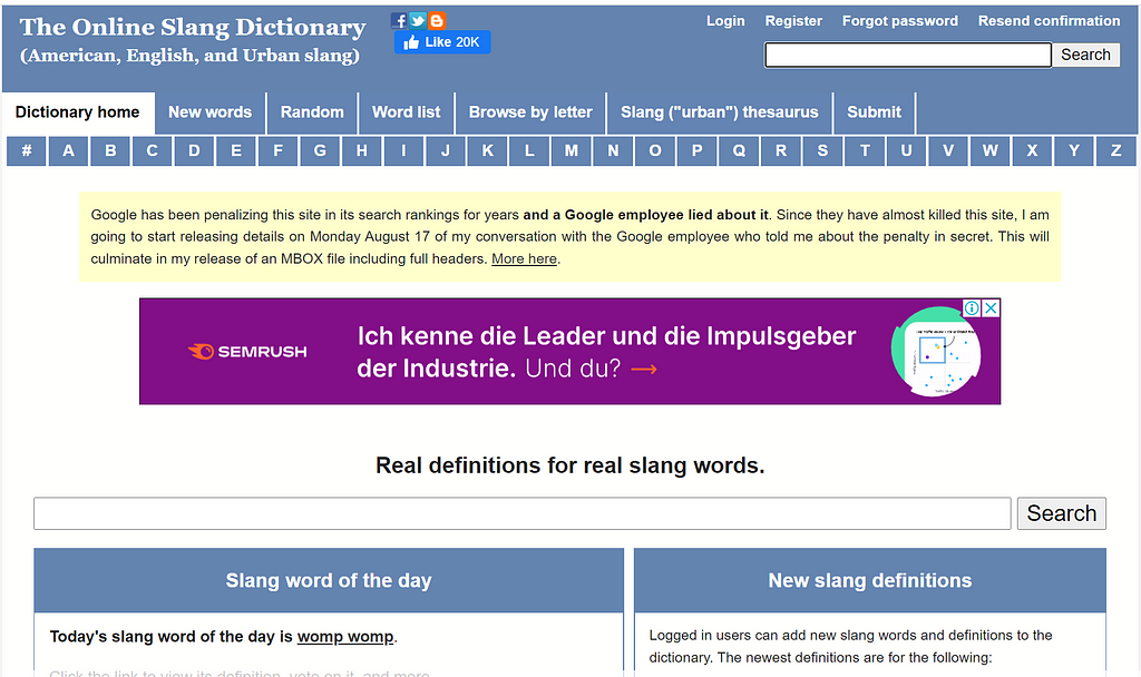 An online slang dictionary that helps you find slangs that will resonate with your target audience while writing