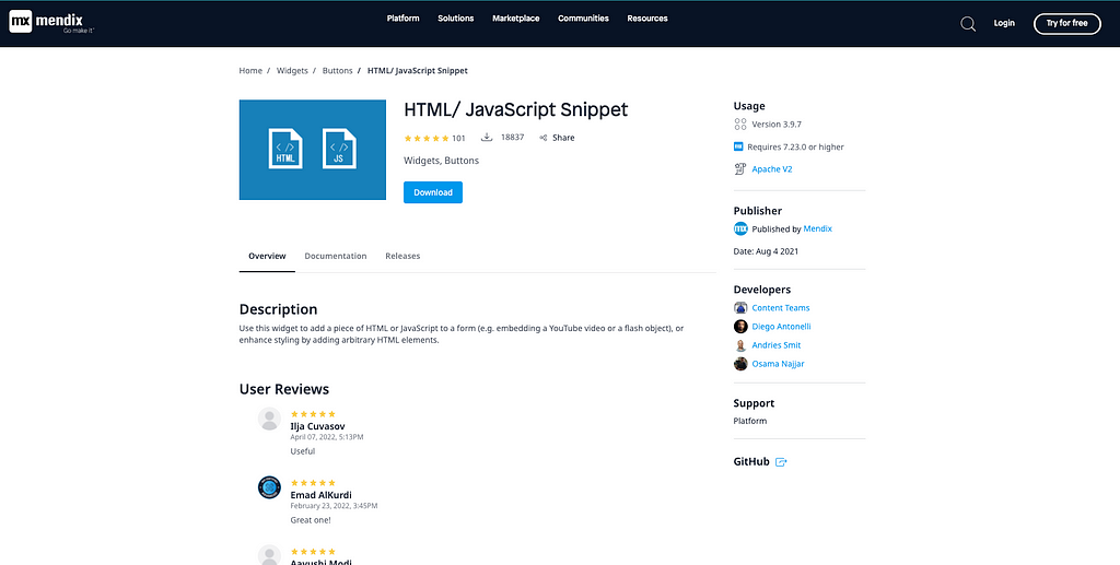 HTML/ Javascript Snippet
