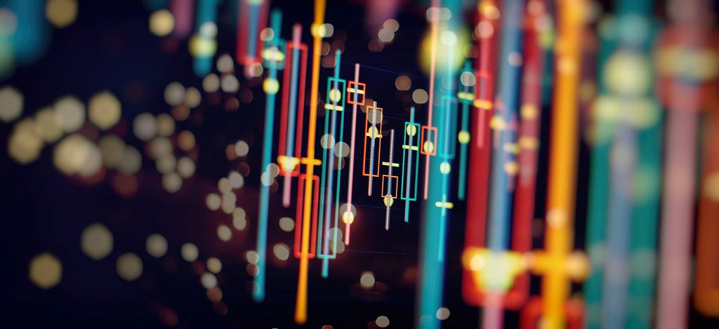 A chart showing highs and lows in a blurry out of focus stylised manner