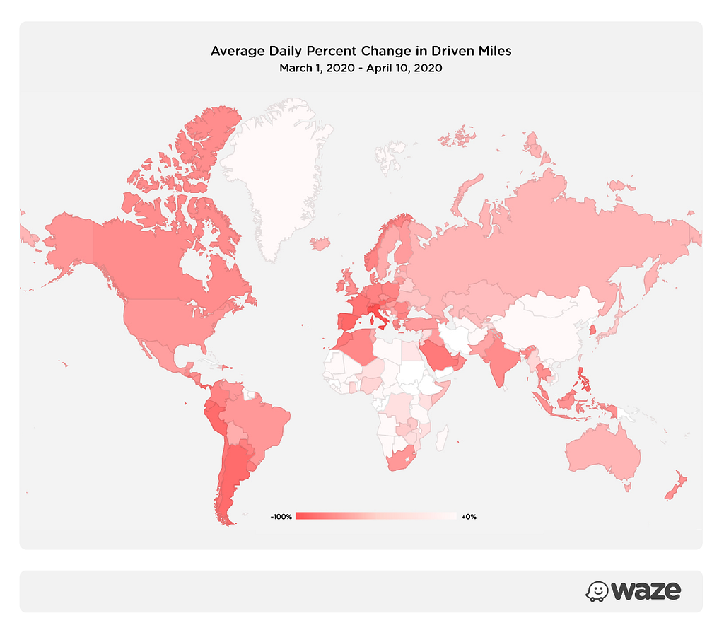 Average daily percent change in driven miles; March 1, 2020-April 10, 2020