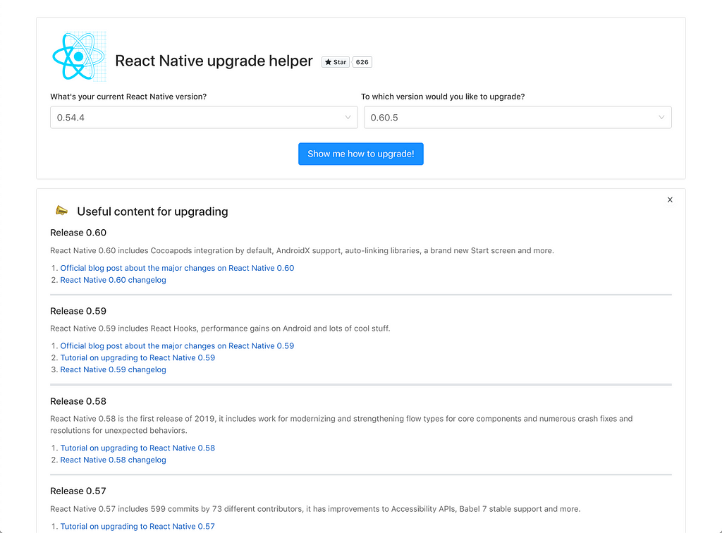 React Native Upgrade Helper