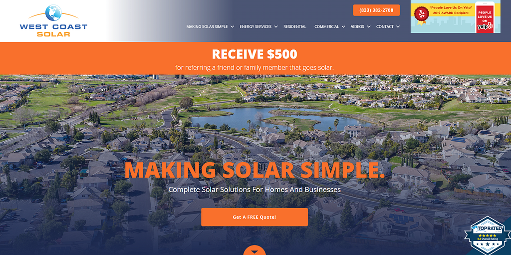 West Coast Solar home page