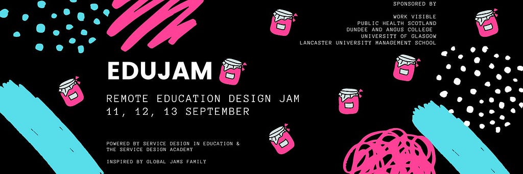 Poster advertising EduJam, a remote education design jam taking place 11–13 September 2020