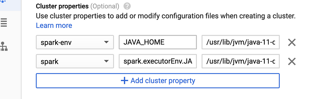 Cluster property example