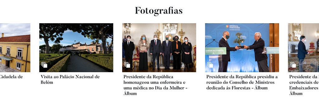 Exemple of carousels of portal Presidência da República