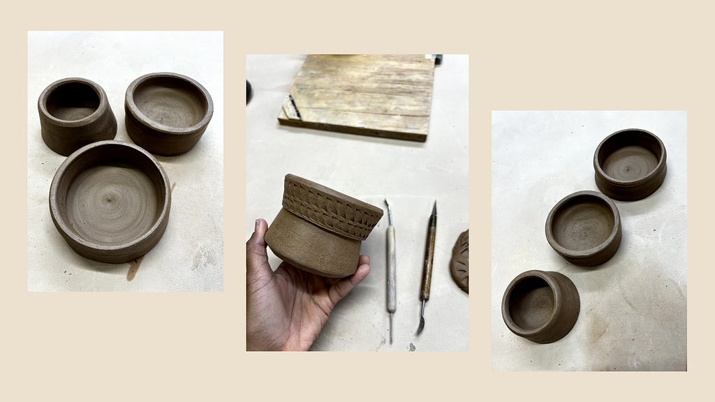Process of carving and perfecting edges on ceramic pieces