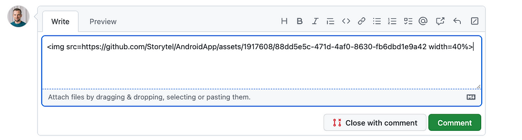 Github input field with img tag