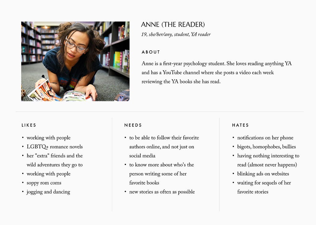UI/UX Case Study: Author Website — YA Reader Persona