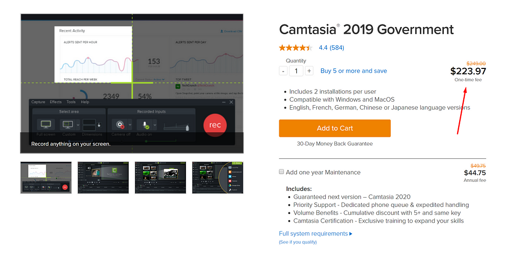 TechSmith Camtasia 2019 Government & Non-Profit Discount Coupon Code Cost Pricing