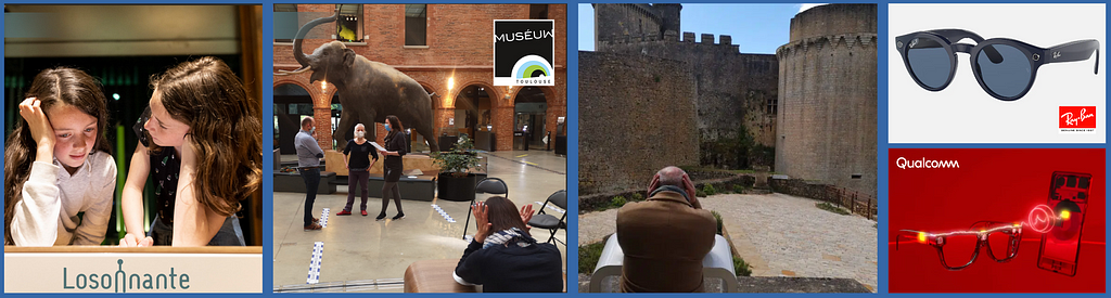 deux enfants écoutant la Losonnante, Losonnnate in situ Museum de Toulouse et en extérieur d’un chateau, lunettes connectées Rayban Stories et Qualcomm