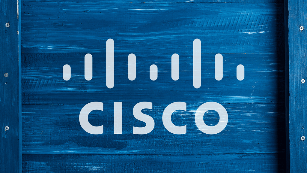 cisco logo on a blue wooden board