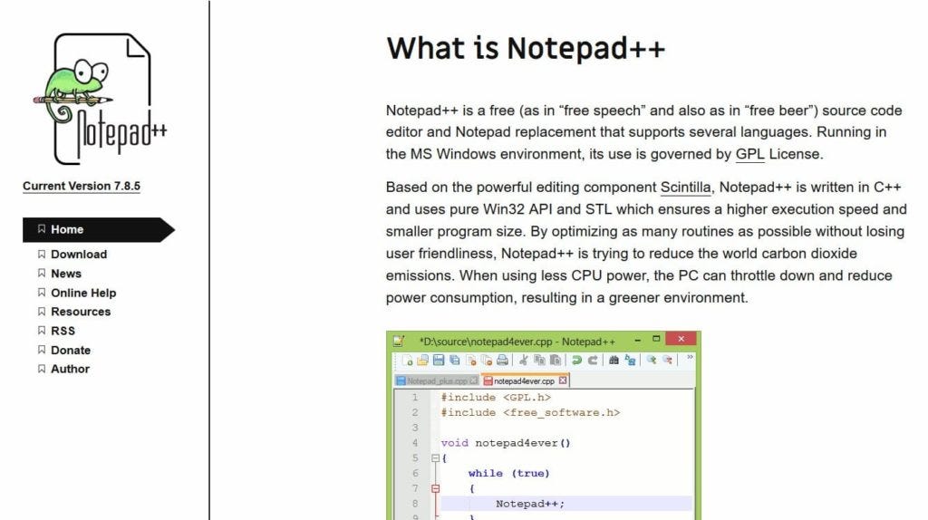 notepad plus plus code editor for php development