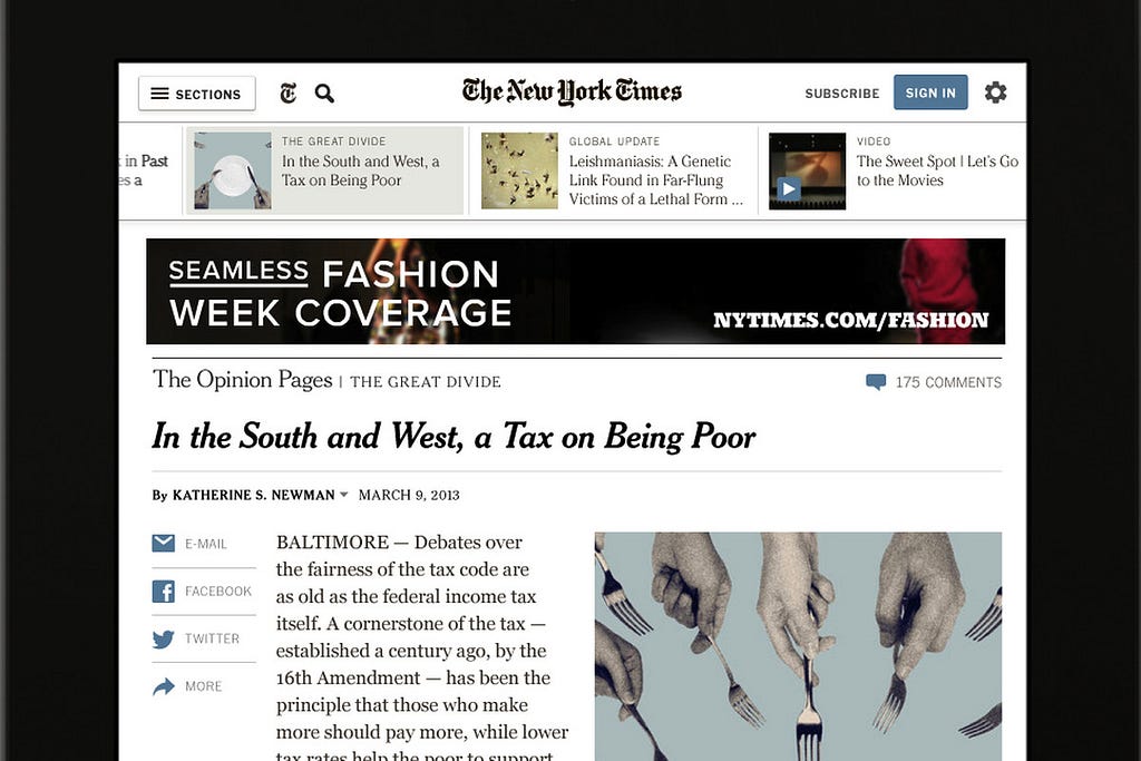 Screenshot of New York Times article
