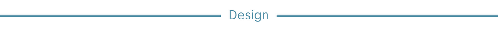 On a white background, there is an image displaying a title of a section called “Design”