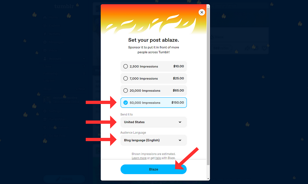 Affiliate Marketing Sales With Tumblr Blaze Paid Traffic Strategy Setting GEO Location And Language