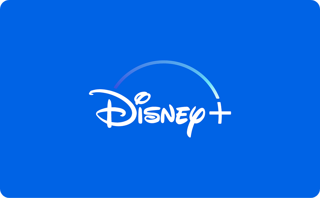 Disney+ logo on a bright blue background
