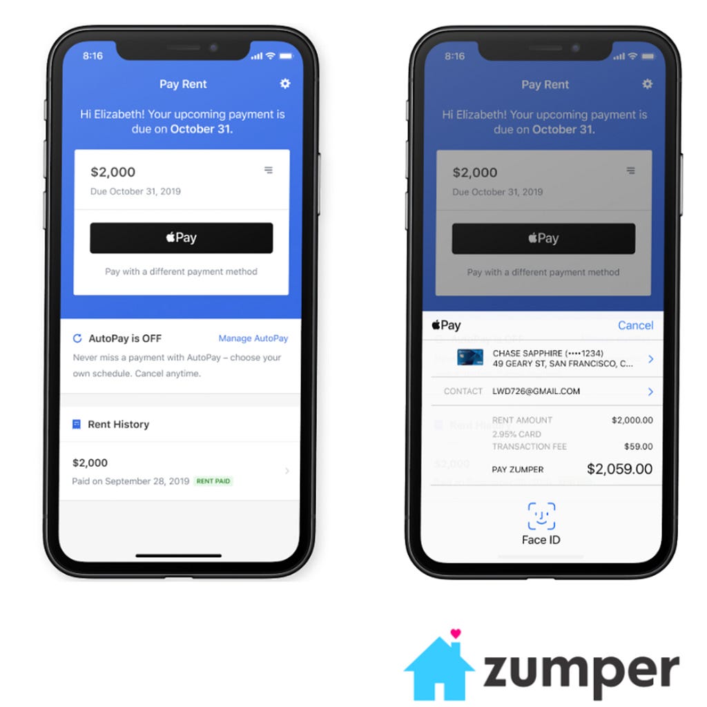 Zumper app paying rent