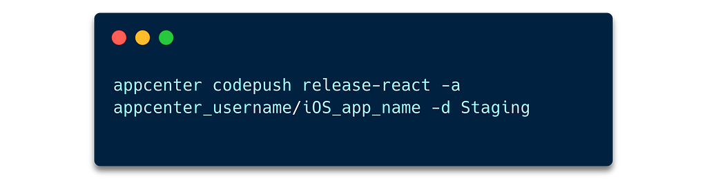Using CodePush to update your React Native App Live — Step 9