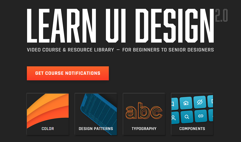 Screenshot of the Learn UI Design course landing page