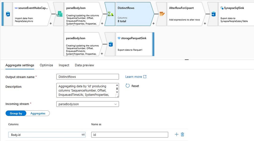 Data Flows Duplicate Handling — Group By Setting