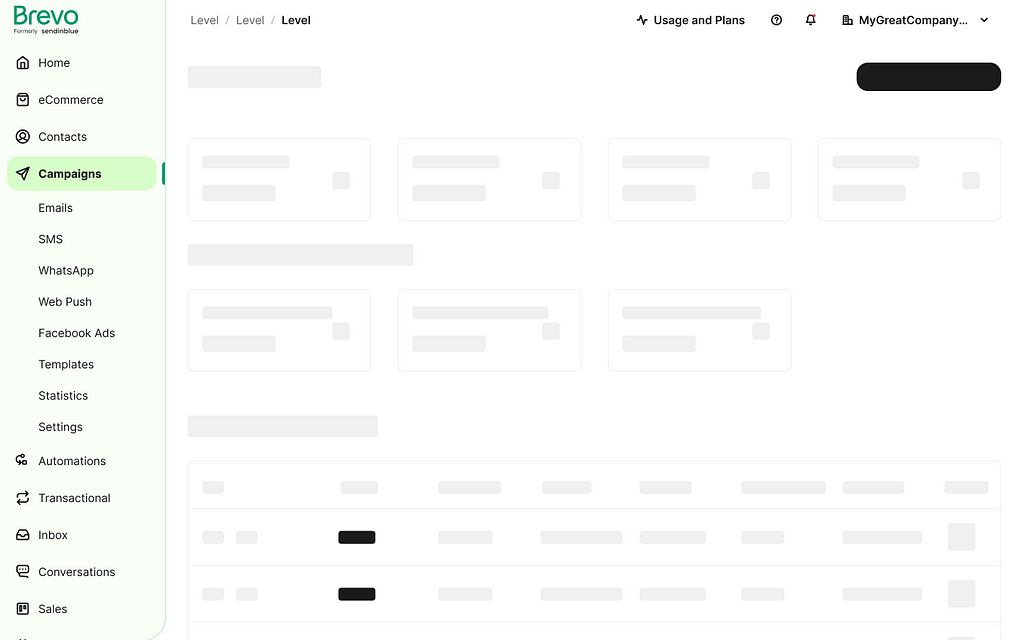 Mockup showcasing Brevo’s navigation structure.