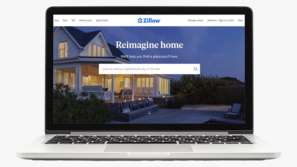 Website of Zillow — an American online real estate database company