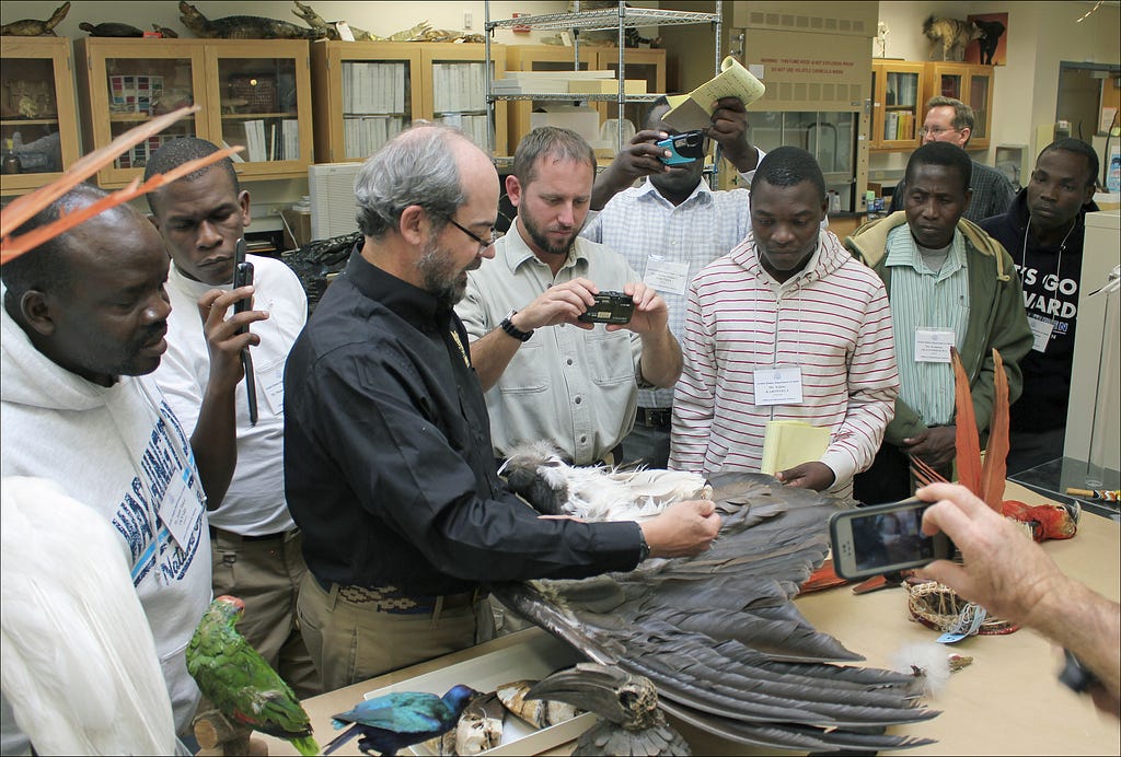 Pepper Trail, educating visitors to the USFWS Forensics Laboratory.