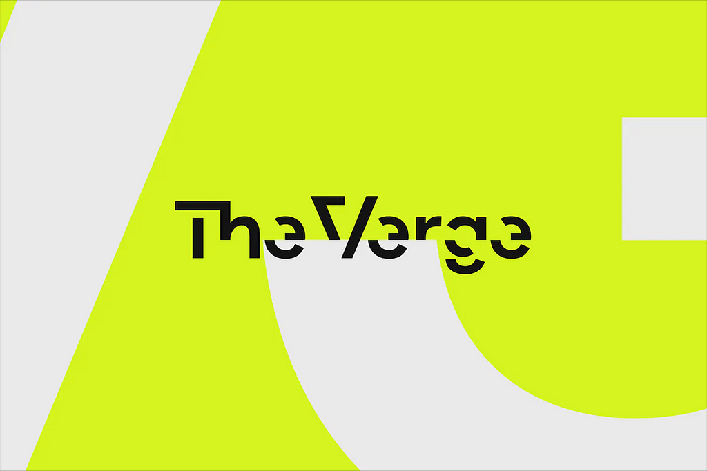 The Verge logo on a color background