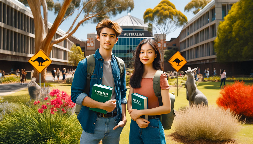 Two English as a foreign language students on an Australian univeristy campus.