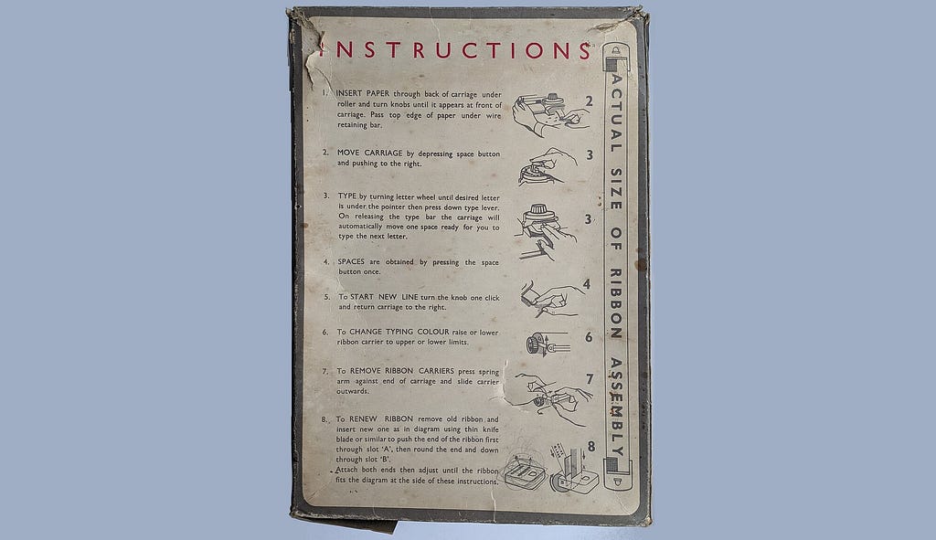 Mettoy Minor toy typewriter instructions