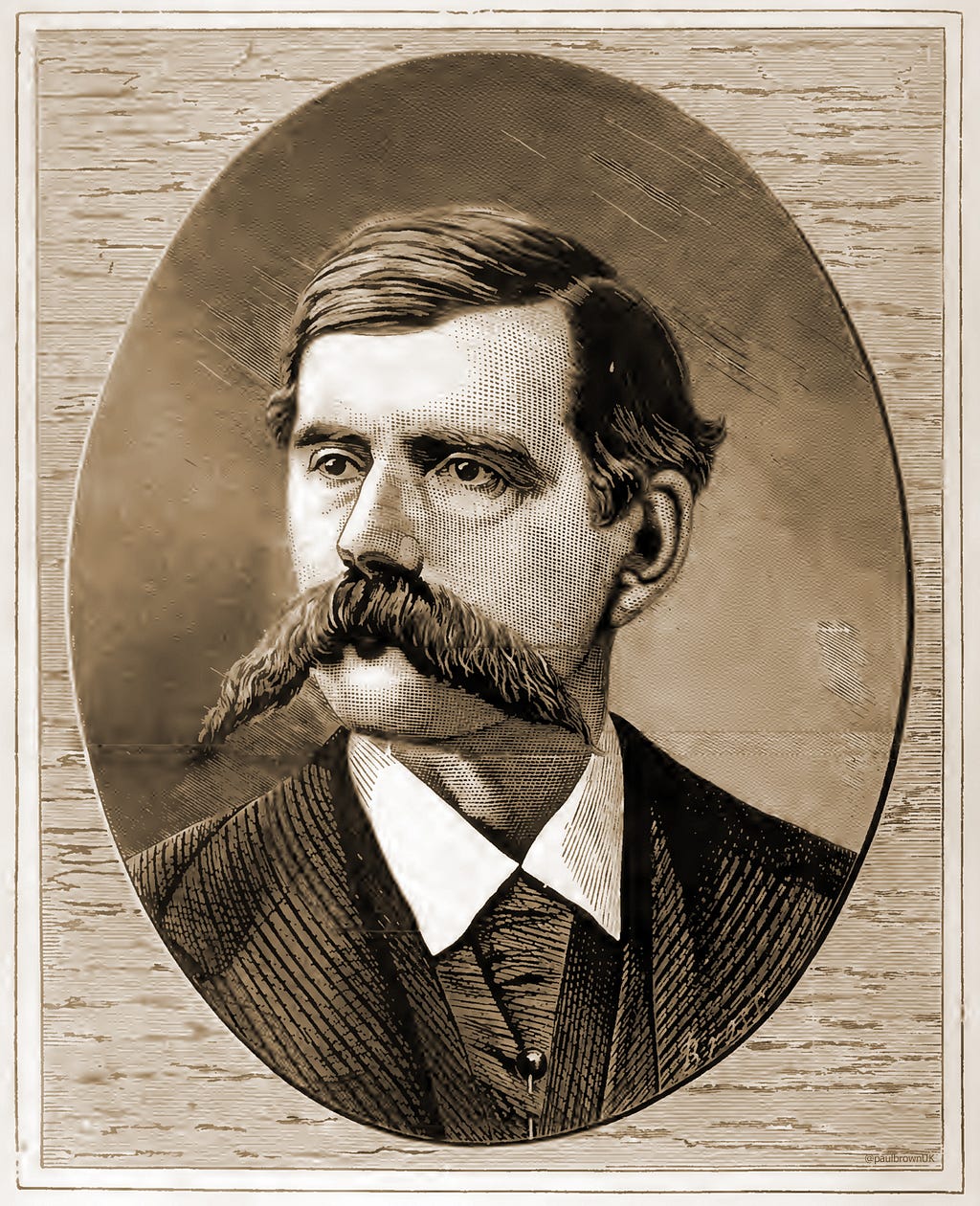 Arthur Pember and his remarkable mustache, adapted from Mysteries and Miseries, 1874