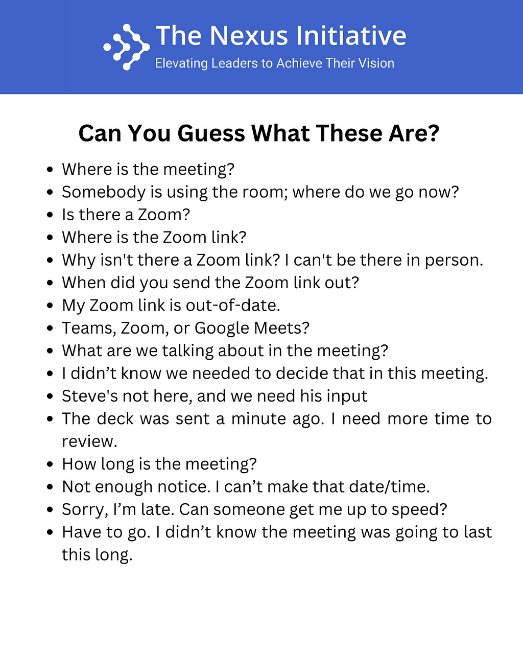 This image is about the basic skill of effective meeting invites. It covers some of the common mistakes people make when they set up meetings that result in lost productivity.